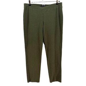 EILEEN FISHER Washable Stretch Crepe Pull On Pants • Medium / Large • green